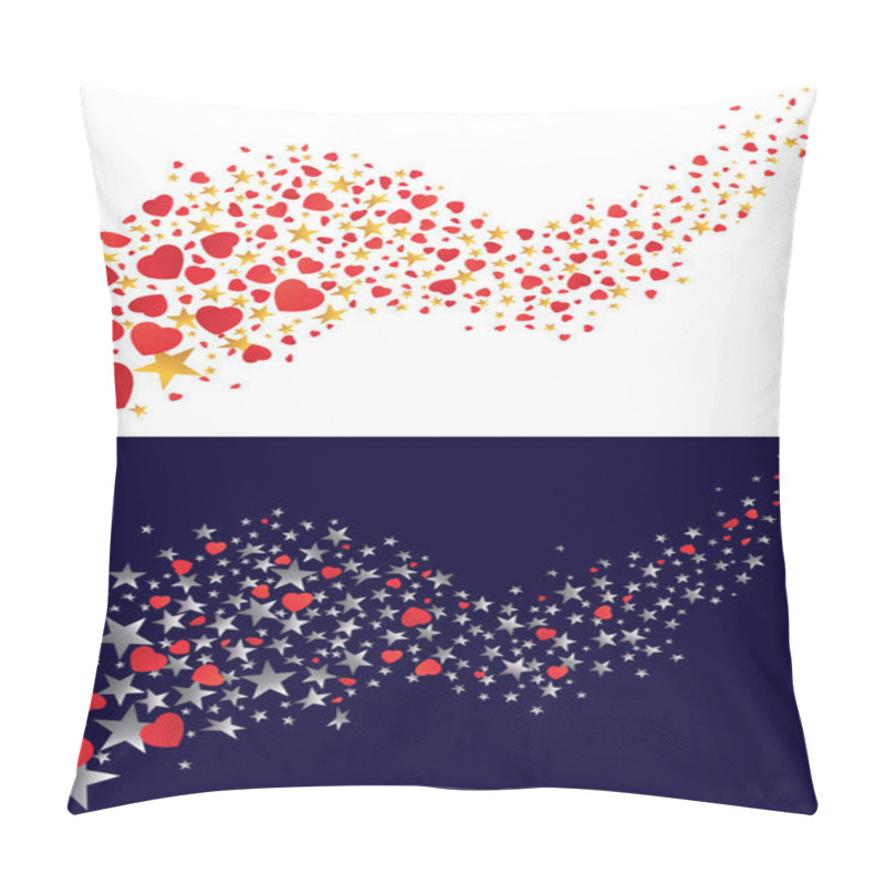 Personality  Flying Golden And Silver Hearts And Stars On White And Black Background. Vector Pillow Covers