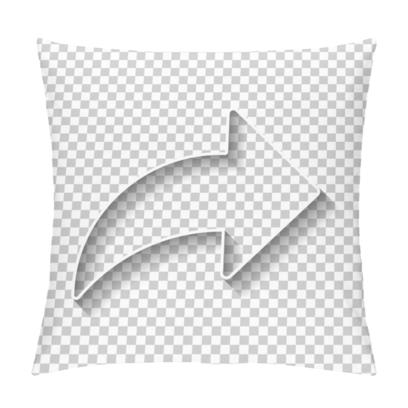 Personality  Share Icon With Arrow. White Outline Sign With Shadow On Transparent Background Pillow Covers