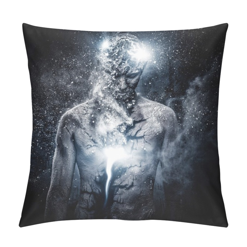 Personality  Man With Conceptual Spiritual Body Art Pillow Covers