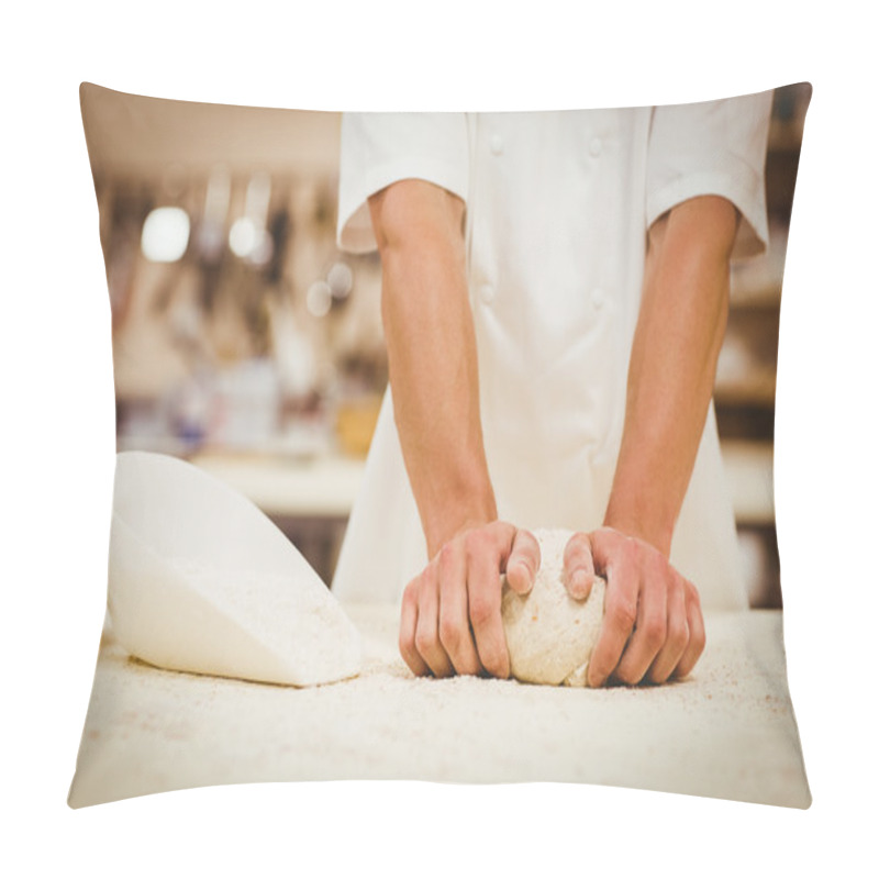 Personality  Baker Kneading Dough At A Counter Pillow Covers