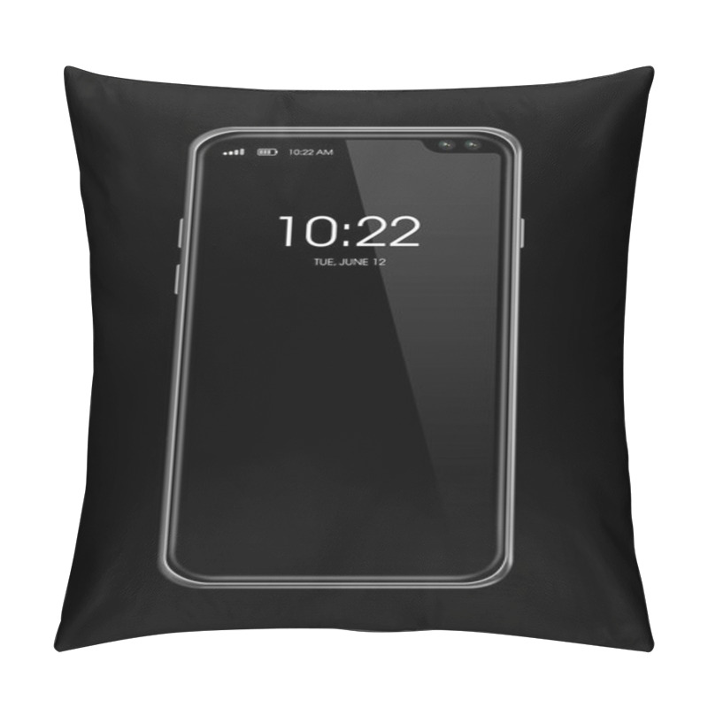 Personality  All-screen Blank Smartphone Mockup Isolated On Black. 3D Render Pillow Covers