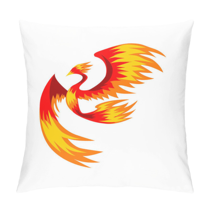 Personality  Flaming Phoenix Bird Flying, Bright Mythical Firebird Vector Illustration On A White Background Pillow Covers