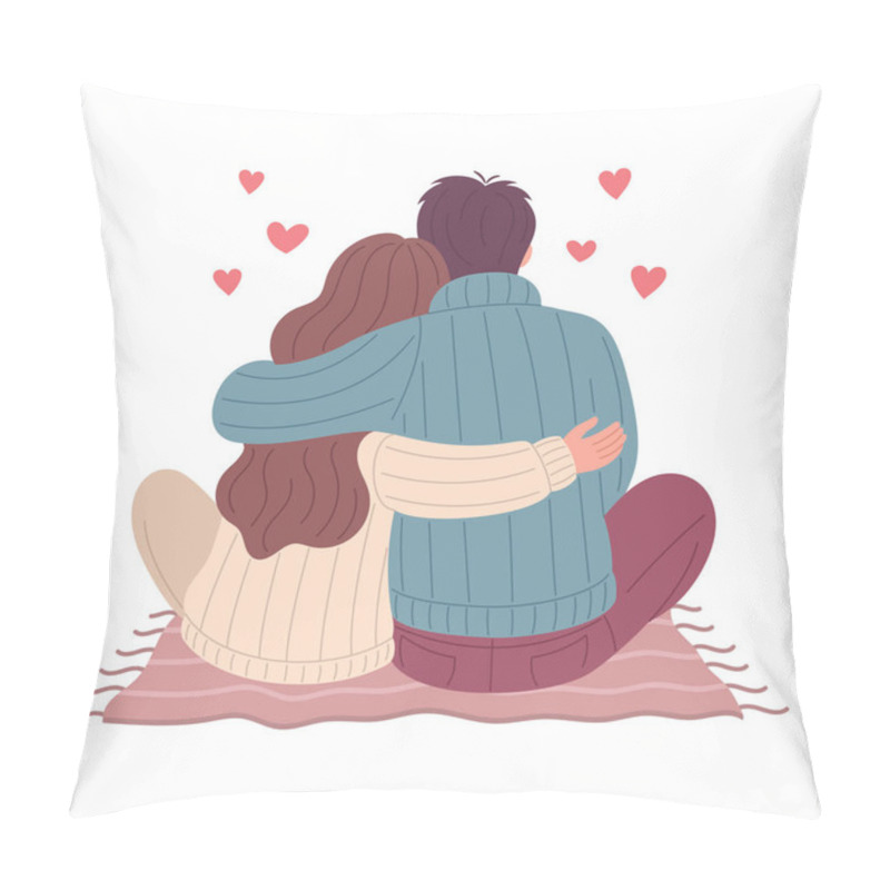 Personality  Happy Couple Concept. A Man And A Woman Hug Each Other, Expressing Love, Affection, Support. Cute Vector Illustration Pillow Covers