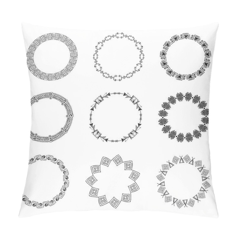 Personality  Collection Of Round Elements For Design In Ethnic Style Pillow Covers