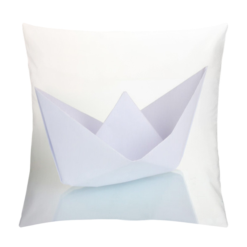 Personality  Origami Paper Boat Isolated On White Pillow Covers