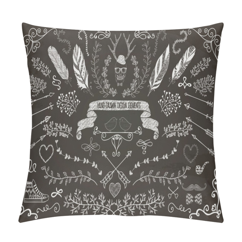 Personality  Hand-Drawn Floral Design Elements Pillow Covers