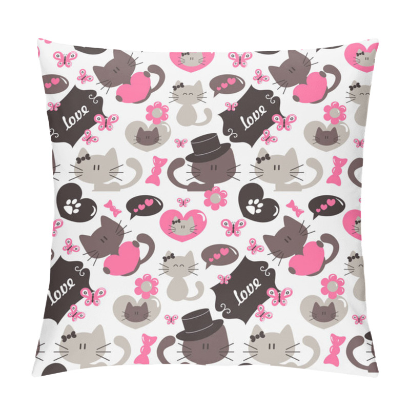 Personality  Cute Cats Seamless Pattern, Sweet Kitty, Texture For Wallpapers, Pillow Covers