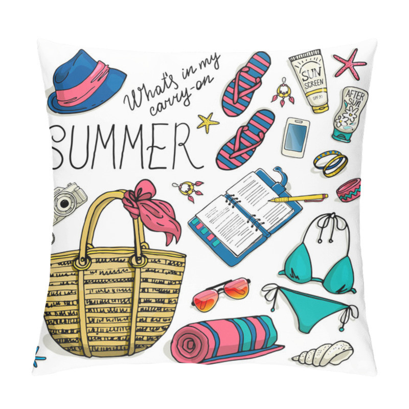 Personality  Woman Summer Set For Beach Pillow Covers