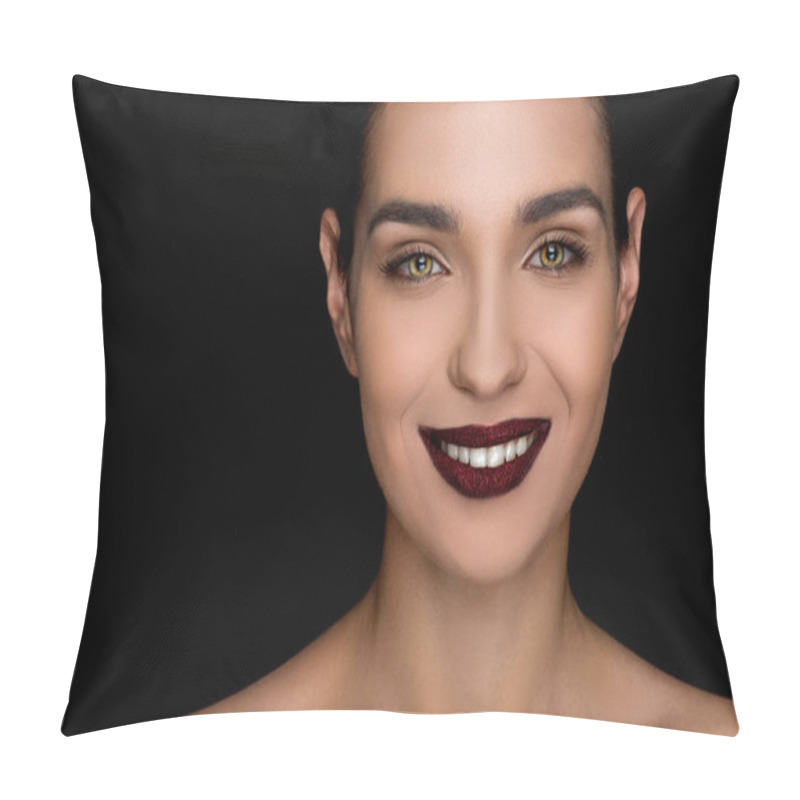 Personality  Fashionable Woman With Dark Lips Pillow Covers