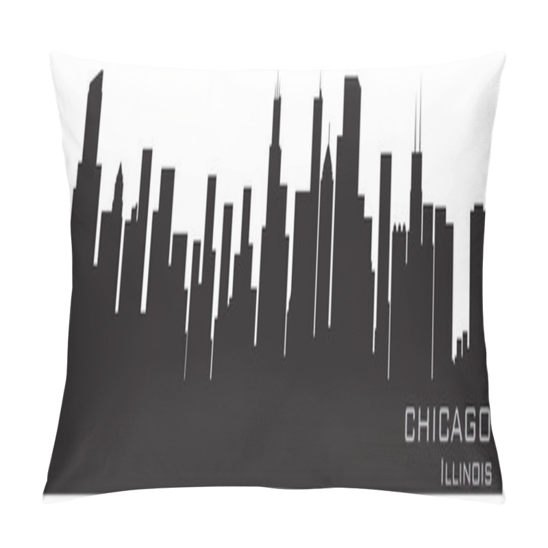 Personality  Chicago, Illinois Skyline. Detailed Vector Silhouette Pillow Covers