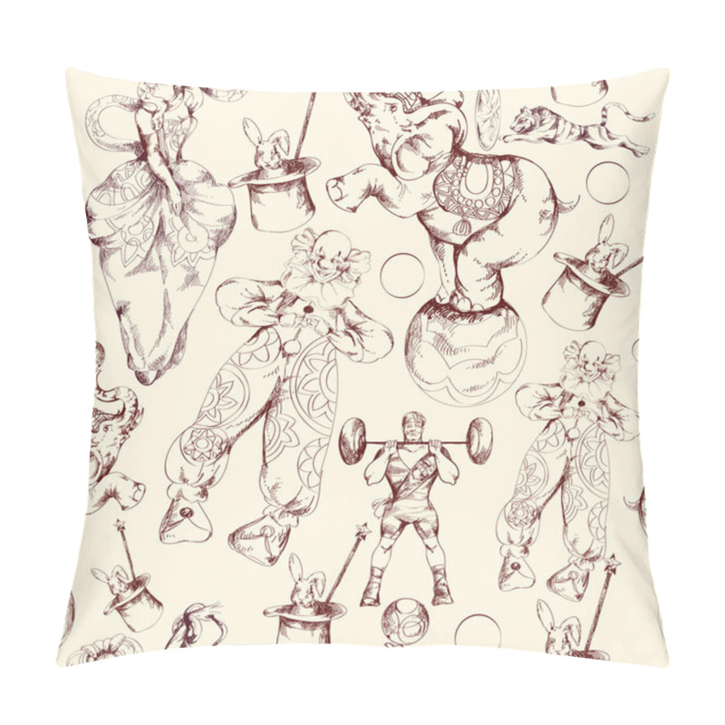 Personality  Circus Doodle Sketch Seamless Pattern Pillow Covers