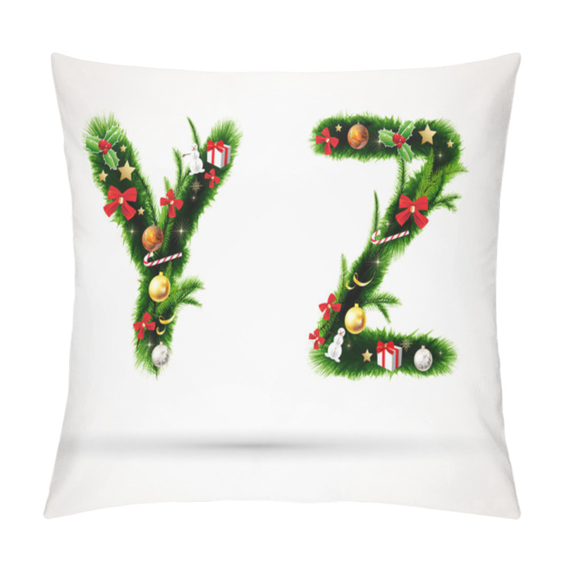 Personality  Y Z, Vector Christmas Tree Font Pillow Covers