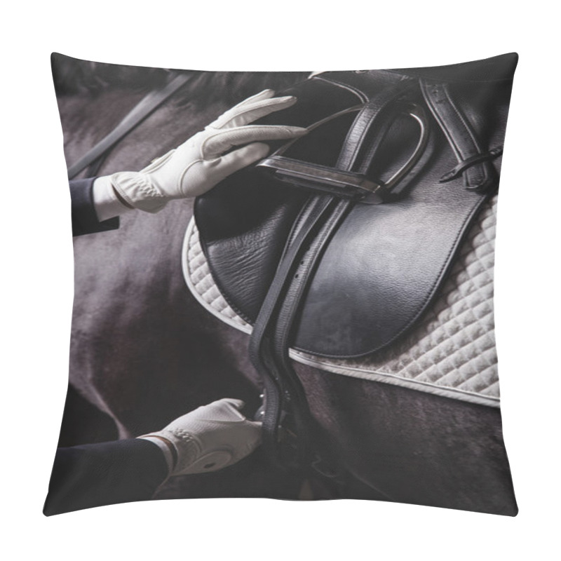 Personality  Jockey Prepearing Horse For The Ride Pillow Covers