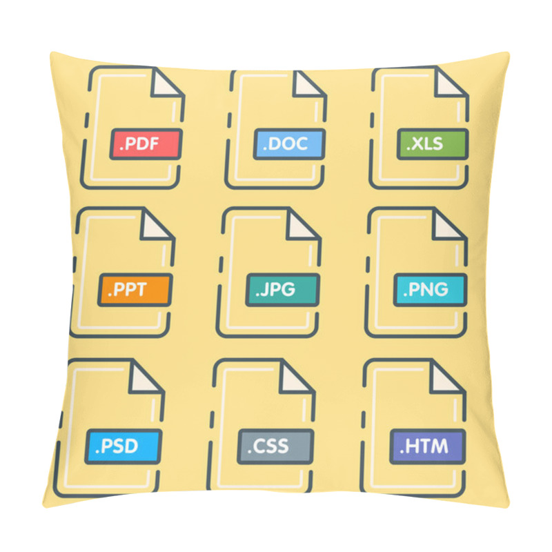 Personality  Set Of Awesome Styled Flat Document Icons On A Yellow Backround. Pillow Covers