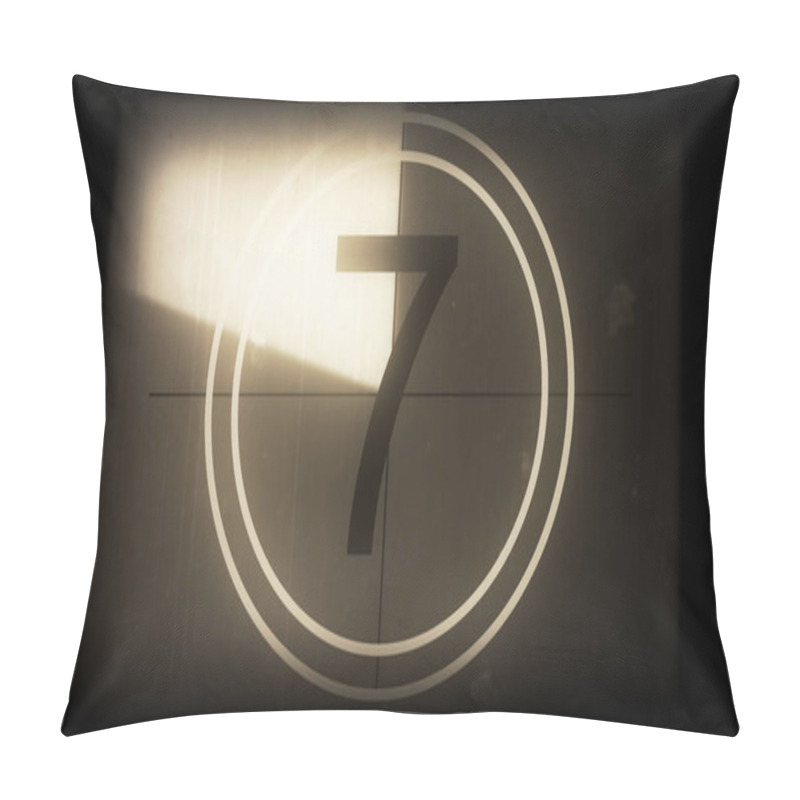 Personality  3D Rendering Of A Monochrome Universal Countdown Film Leader. Countdown Clock From 10 To 0. Effect Of Old Film Rolling With Details, Scratches, Lines, Dirt, Markers And Film Grain Pillow Covers