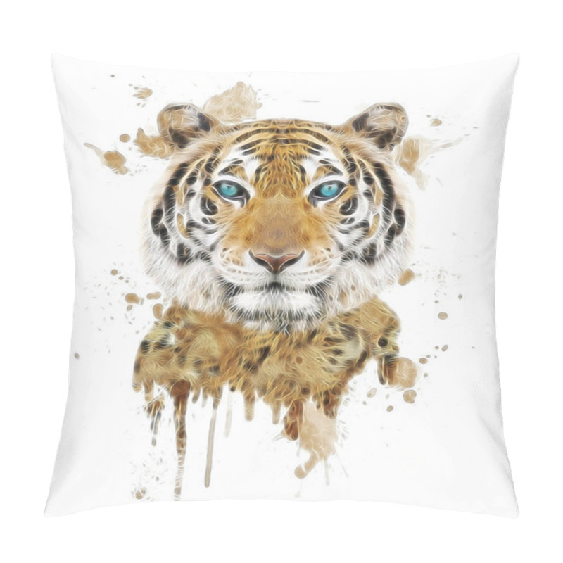 Personality  Face Of A White Bengal Tiger Pillow Covers