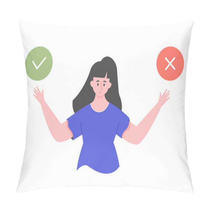 Personality  Caucasian Cute Girl Character. Choice Of Two Options. Pillow Covers