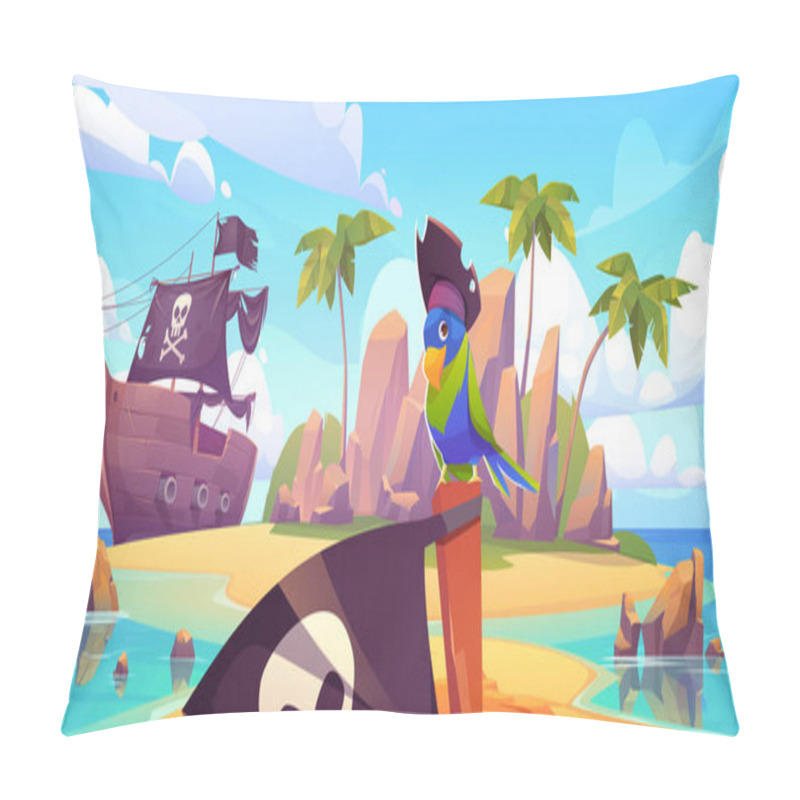 Personality  Pirate Ship Moored On Secret Island With Parrot Pillow Covers