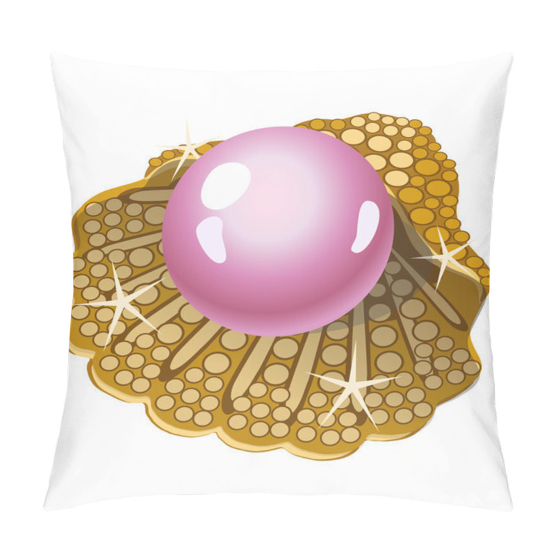 Personality  Single Pink Pearl In A Golden Shell Isolated Pillow Covers