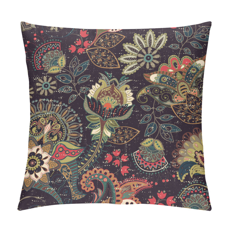 Personality  Colorful Vector Seamless Pattern. Hand Drawn Illustration With Paisley And Decorative Flowers Pillow Covers