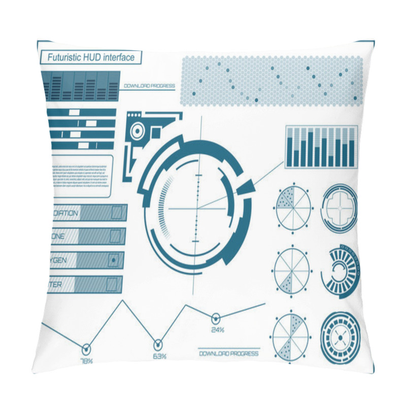 Personality  Abstract Future, Concept Vector Futuristic Blue Virtual Graphic Touch User Interface HUD. For Web, Site, Mobile Applications Isolated On Black Background, Techno, Online Design, Business, Gui, Ui. Pillow Covers