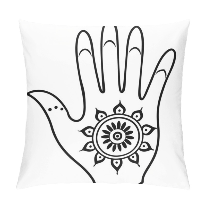 Personality  Minimalist Hand Mehndi Design With Floral Mandala Pattern Vector Illustration Pillow Covers