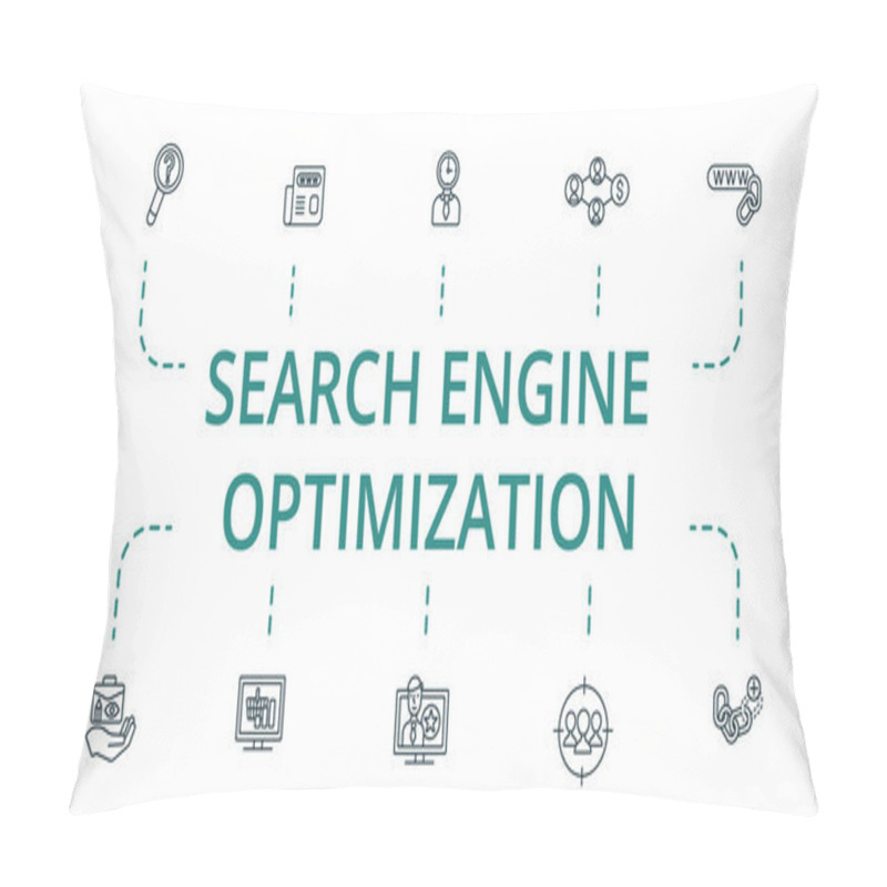 Personality  Search Engine Optimization Icon Set. Contains Editable Icons Theme Such As Social Media Marketing, Web Links, Target Audience And More. Pillow Covers