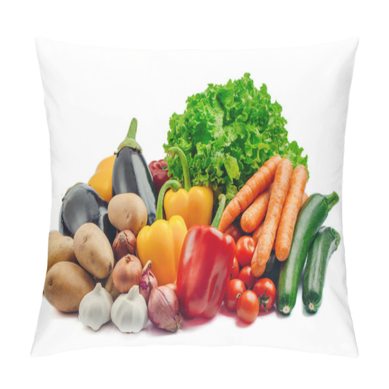 Personality  Fresh Vegetables Isolated On White Pillow Covers