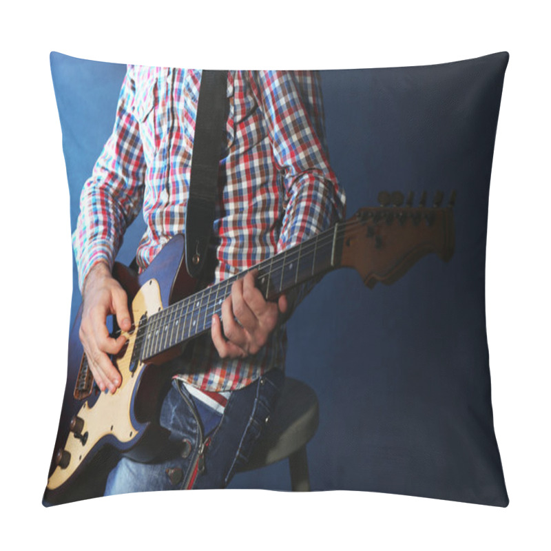 Personality  Young Man Playing On Electric Guitar  Pillow Covers