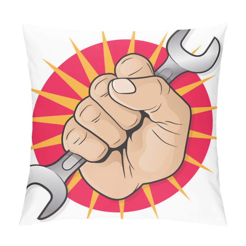 Personality  Retro Punching Fist With Spanner Pillow Covers