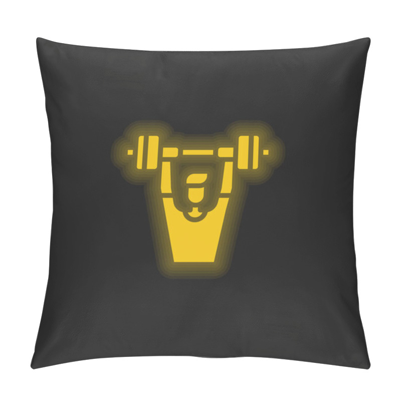 Personality  Barbell Yellow Glowing Neon Icon Pillow Covers