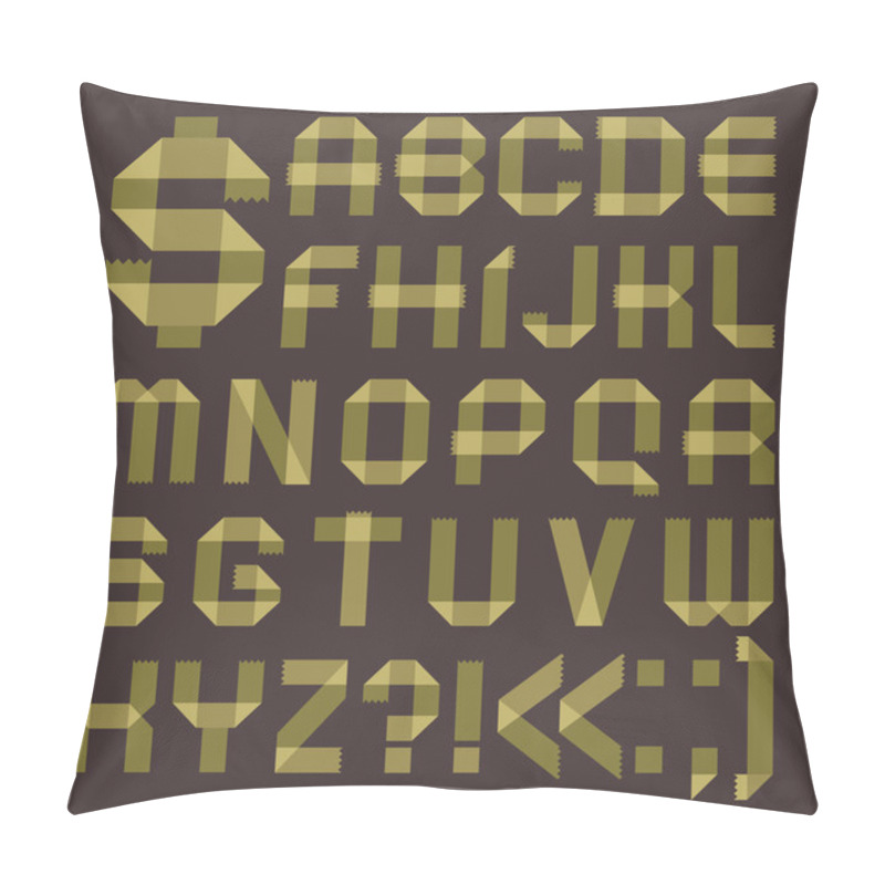 Personality  Font From Greenish Scotch Tape - Roman Alphabet Pillow Covers