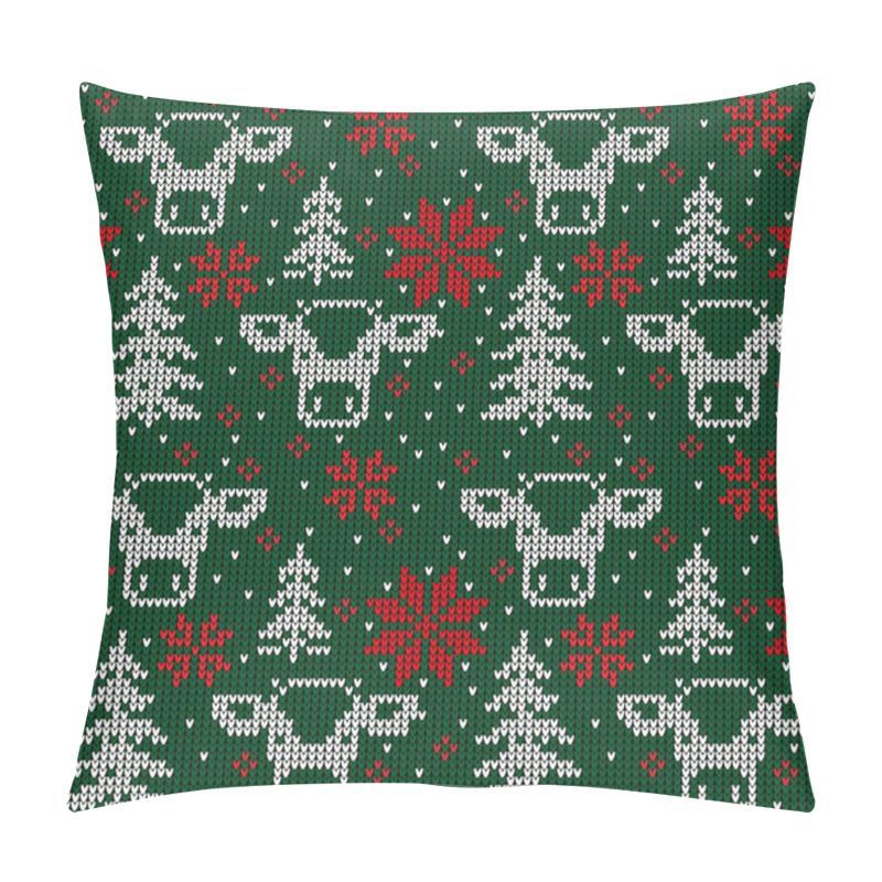 Personality  Knitted Christmas And New Year Pattern In Cow. Wool Knitting Sweater Design. Wallpaper Wrapping Paper Textile Print. Pillow Covers