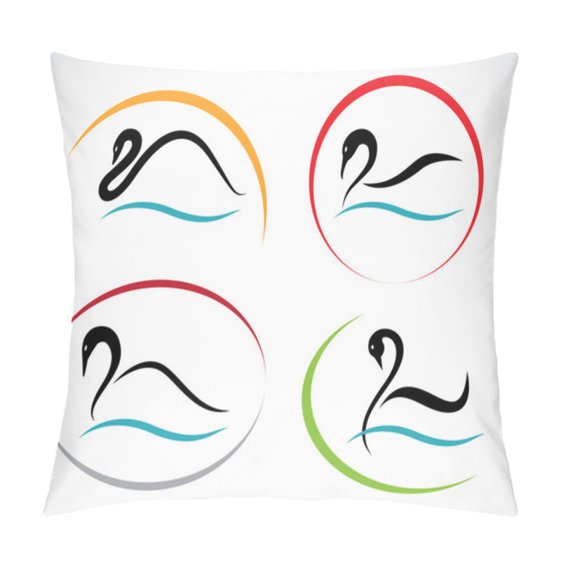 Personality  Set Of Vector Swans Pillow Covers