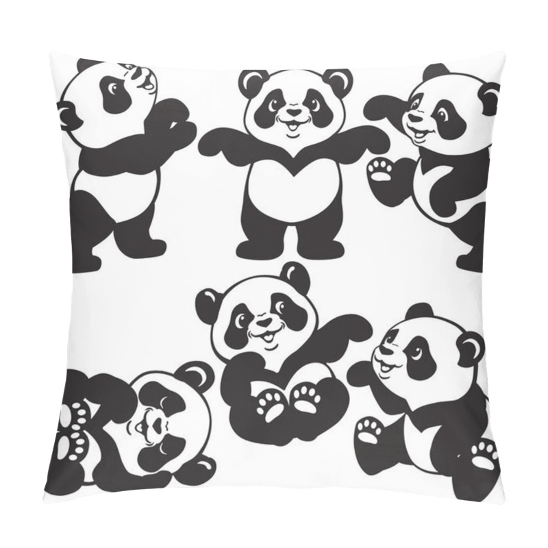 Personality  Black And White Set  With Cartoon Panda Pillow Covers