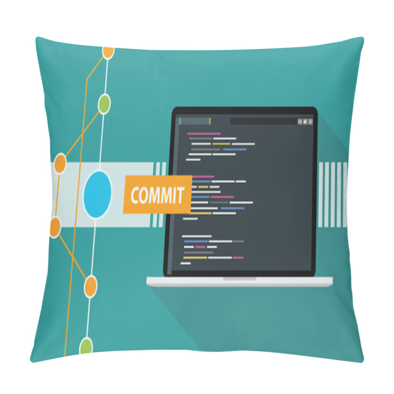 Personality  Git Commit Command Programming Technology Code Repository Online Cloud Vector Illustration Pillow Covers