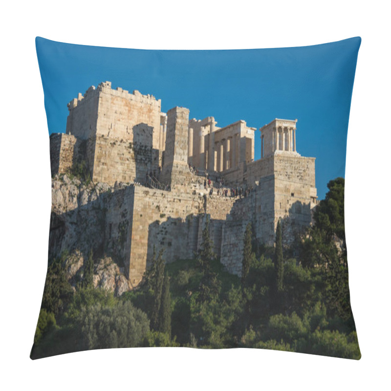 Personality  View To Acropolis With Propylaea And Temple Of Athena Nike, Athens, Greece Pillow Covers