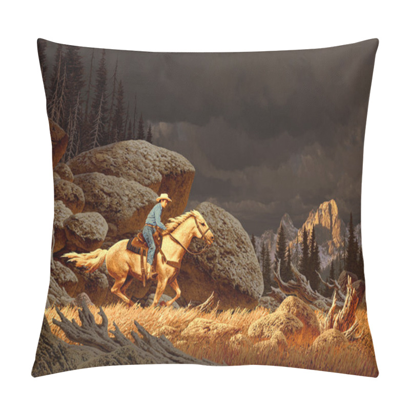 Personality  Cowboy In The Rockies Pillow Covers