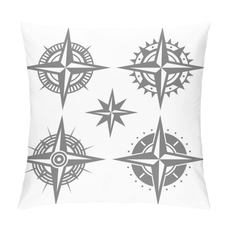 Personality  Wind Rose Retro Design Set. Vector Pillow Covers