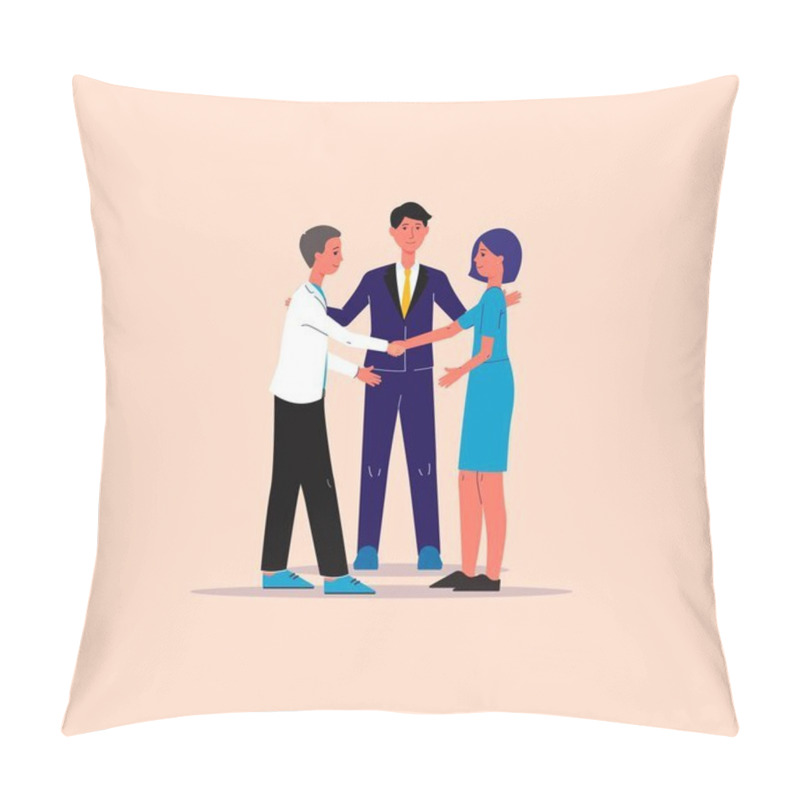 Personality  Mediator Finds Compromise In Conflict Situation, Flat Vector Illustration . Pillow Covers