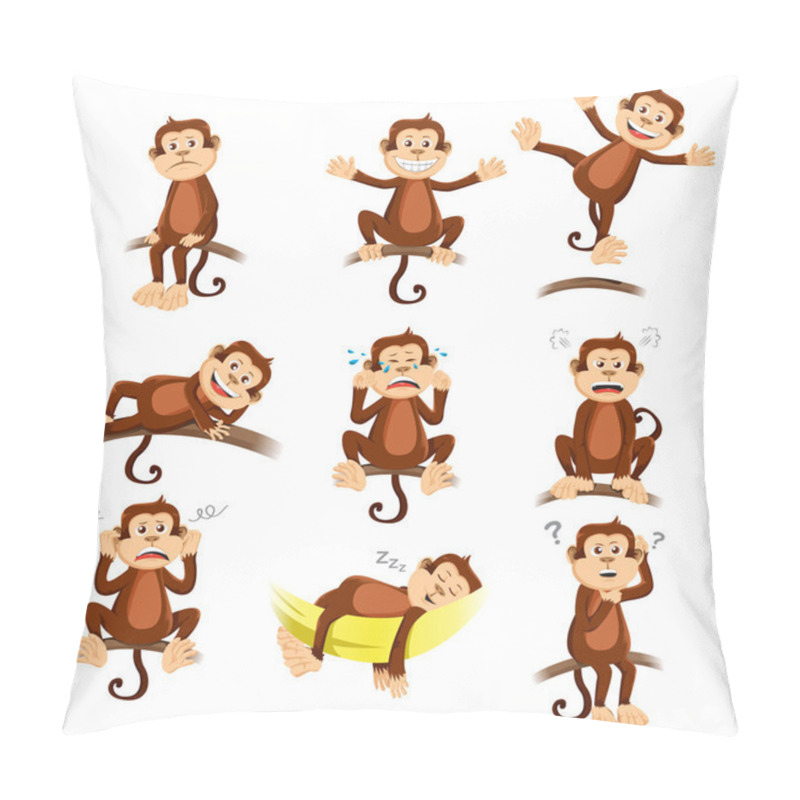 Personality  Monkey With Different Expression Pillow Covers