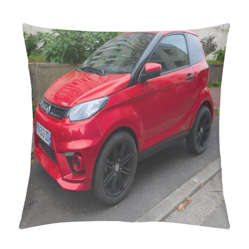 Personality  Bordeaux, France -  10 03 2024 : Aixam Micro Red Small Car Brand Text And Sign Logo Of French Little Vehicle Without Driving License Pillow Covers