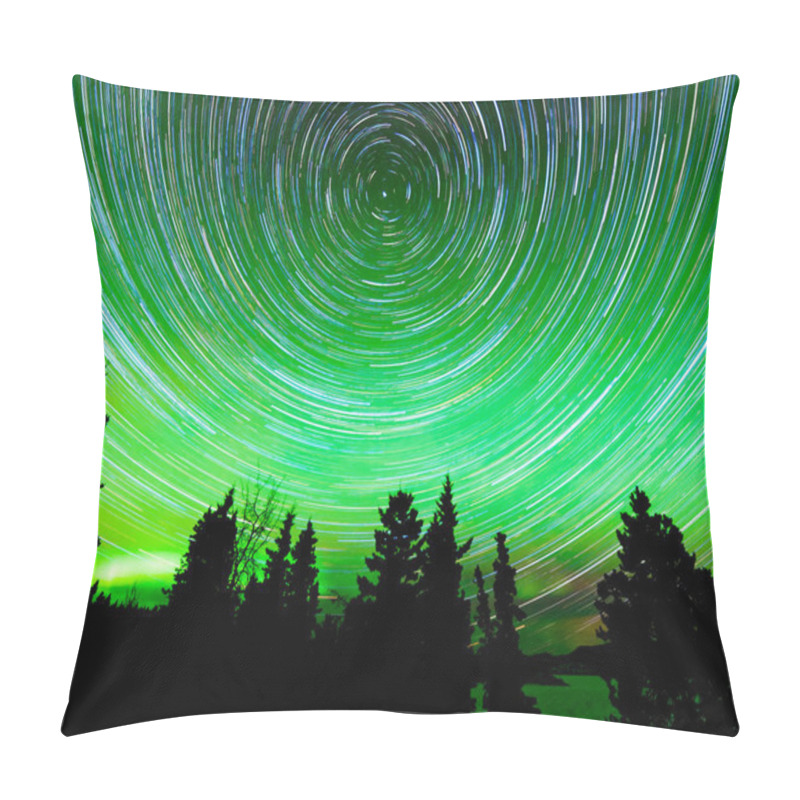 Personality  Star Trails Around Polaris And Northern Lights Pillow Covers