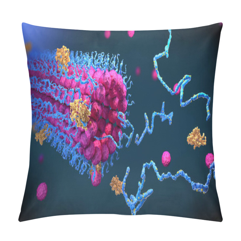 Personality  Protein Enzymes Fold Into Their Structure To Fulfill Their Function - 3d Illustration Pillow Covers