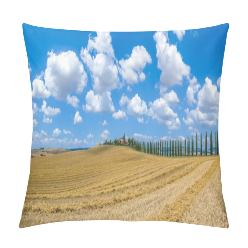 Personality  Beautiful Tuscany Landscape With Traditional Farm House And Dramatic Clouds On A Sunny Day In Val D'Orcia, Italy Pillow Covers