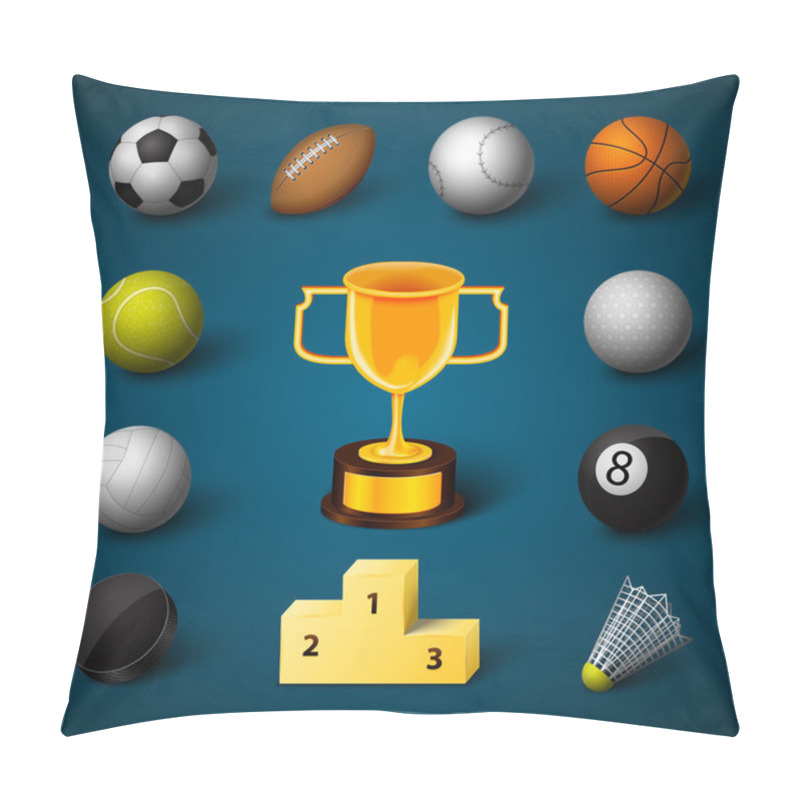 Personality  Sports Realistic Icons Set Pillow Covers