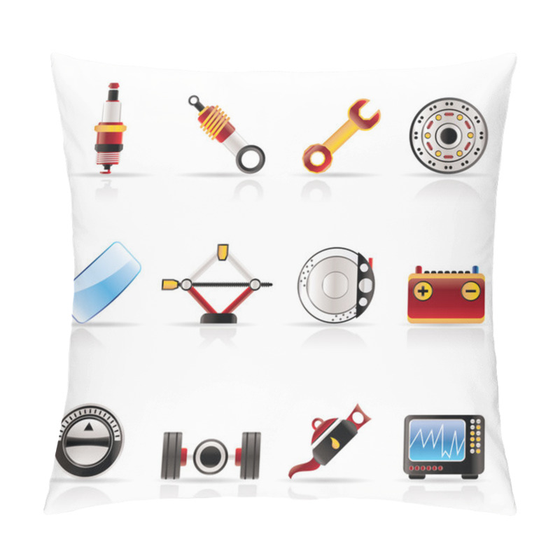 Personality  Realistic Car Parts And Services Icons Pillow Covers