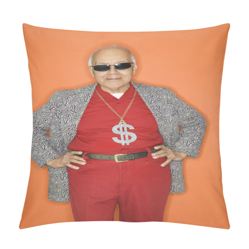 Personality  Man Wearing Money Sign Necklace. Pillow Covers