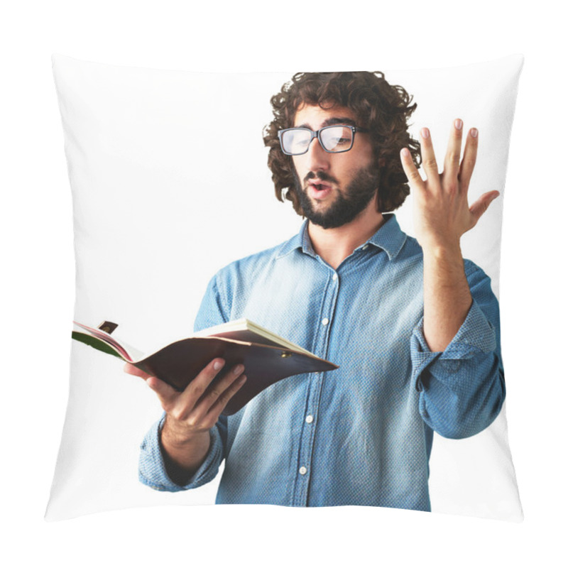 Personality  Portrait Of Man Reading Book Pillow Covers