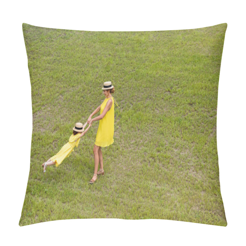 Personality  Mother And Daughter Walking On Lawn Pillow Covers